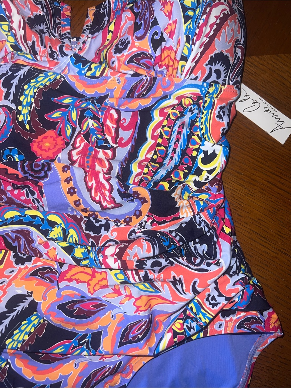 Vibrant Multicolor Paisley One-Piece Swimsuit size 12 B33 - Picture 4 of 9